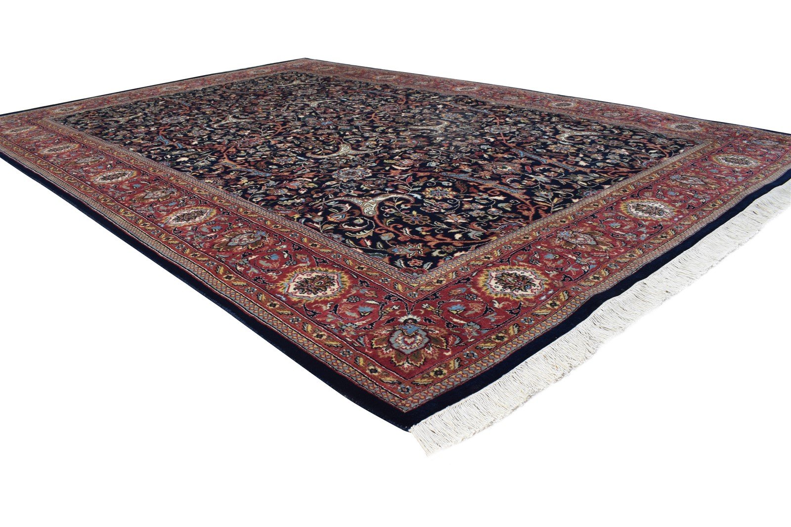 Wool Black Rug 7' X 10' Persian Hand Knotted Kashan Oriental Large Carpet Area Rug