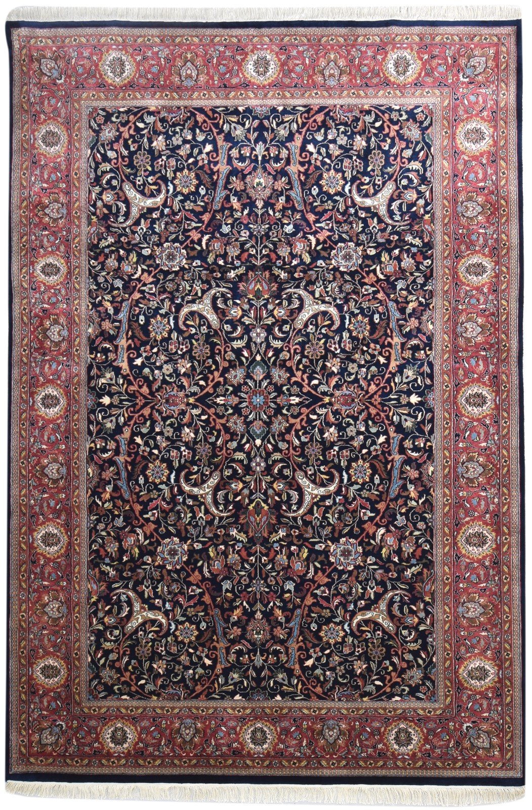 Wool Black Rug 7' X 10' Persian Hand Knotted Kashan Oriental Large Carpet Area Rug