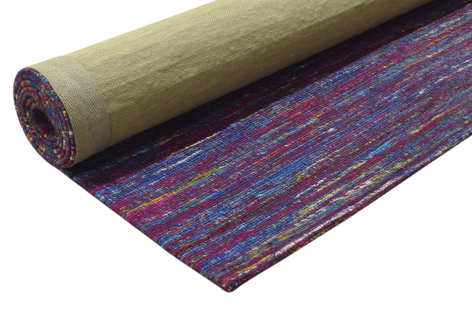 5' X 8' Rug Silk Purple Modern Hand Woven Bohemian Striped Room Size Carpet Area Rug
