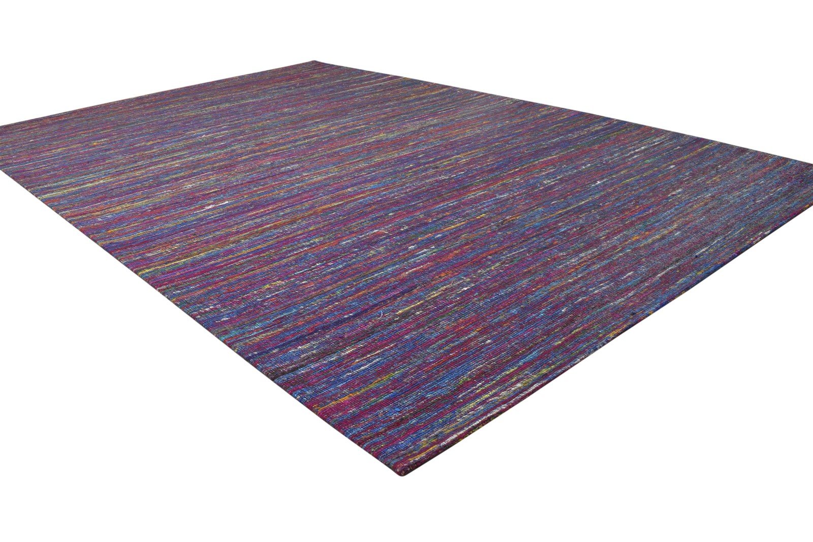5' X 8' Rug Silk Purple Modern Hand Woven Bohemian Striped Room Size Carpet Area Rug