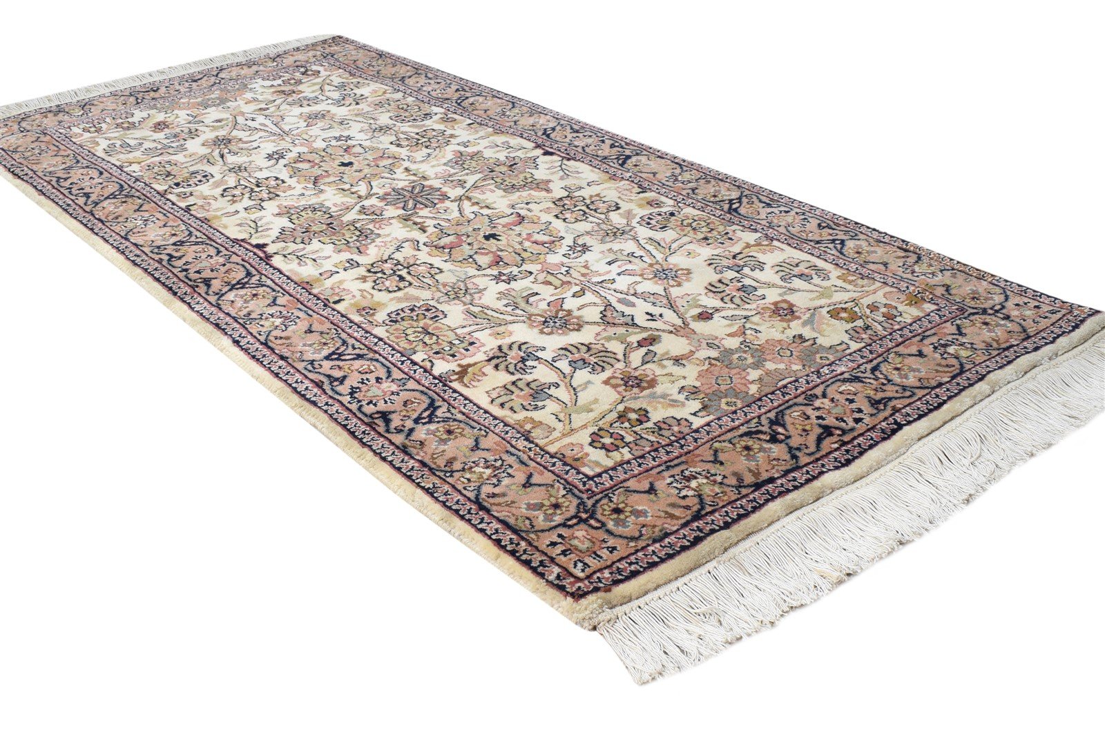 2' X 5' Rug Wool Cream Persian Hand Knotted Kashan Oriental Small Carpet Area Rug