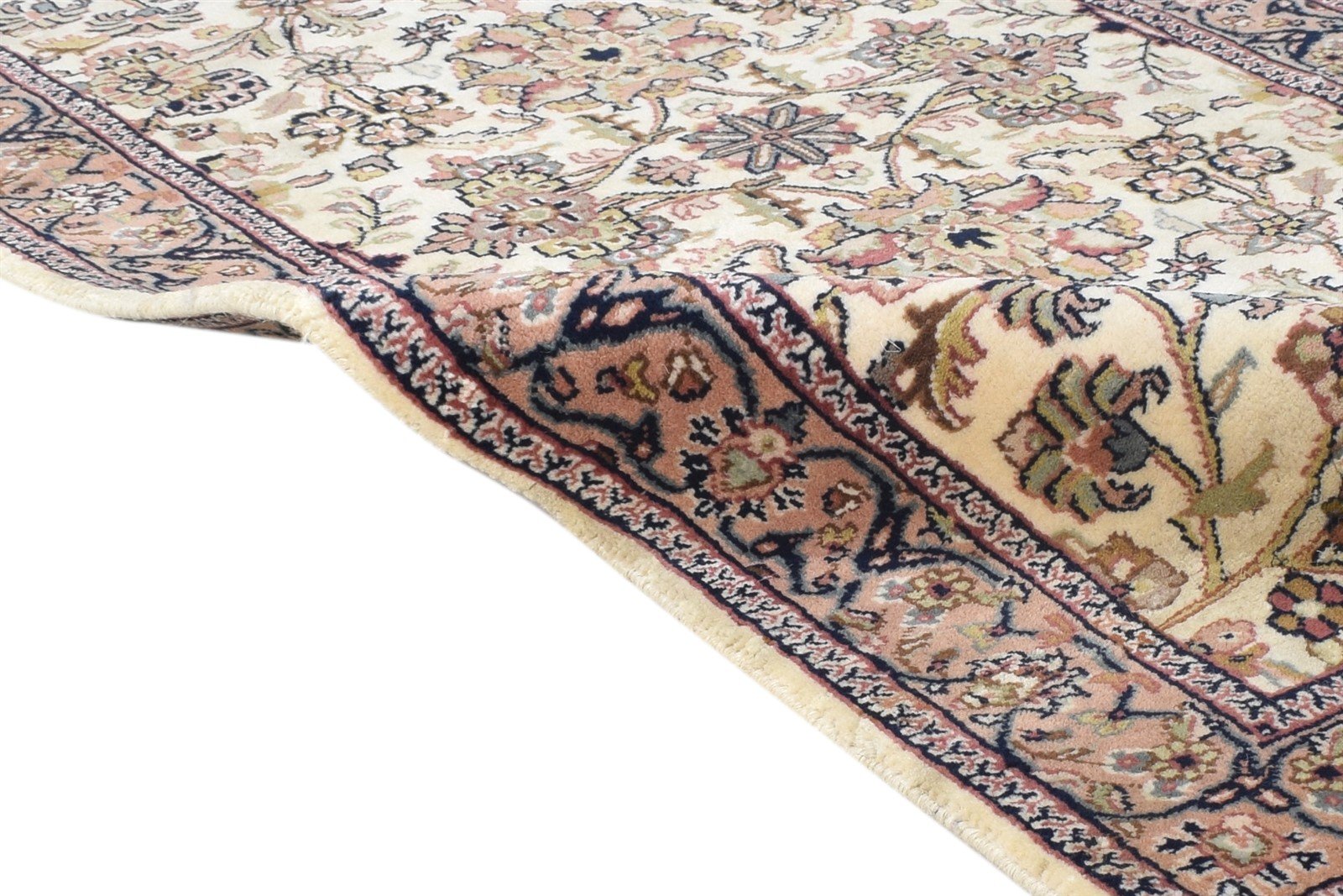 2' X 5' Rug Wool Cream Persian Hand Knotted Kashan Oriental Small Carpet Area Rug
