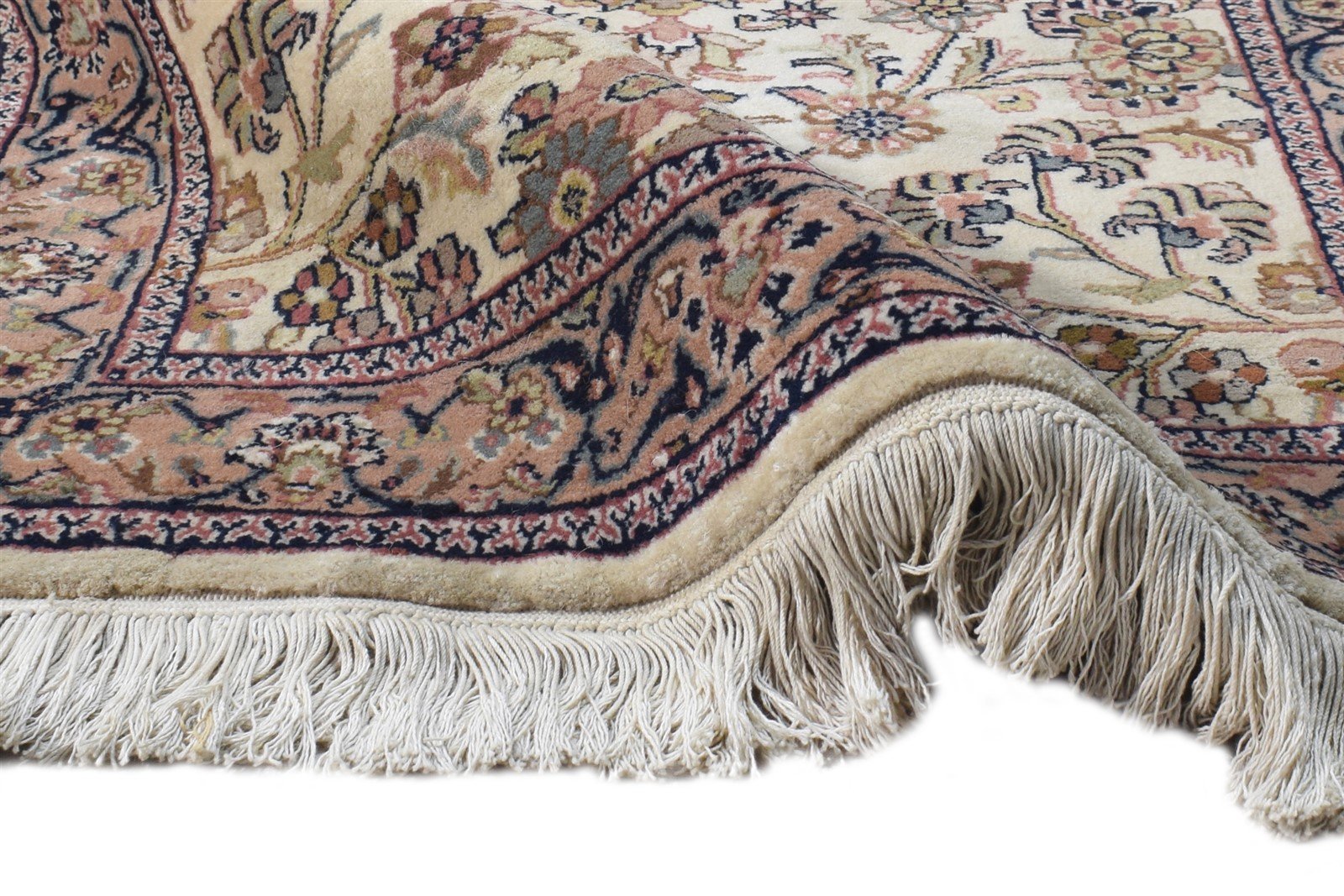 2' X 5' Rug Wool Cream Persian Hand Knotted Kashan Oriental Small Carpet Area Rug