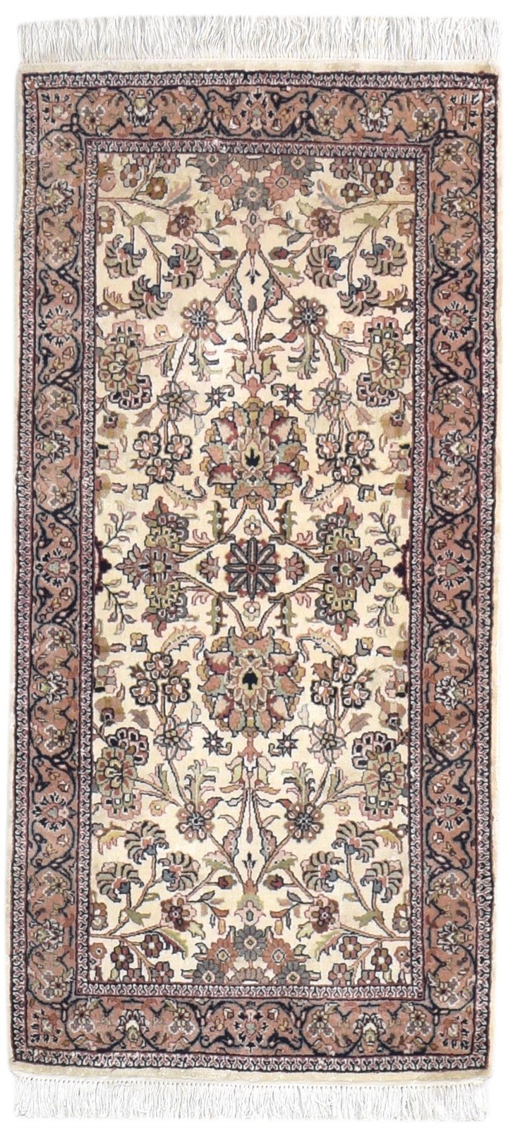 2' X 5' Rug Wool Cream Persian Hand Knotted Kashan Oriental Small Carpet Area Rug