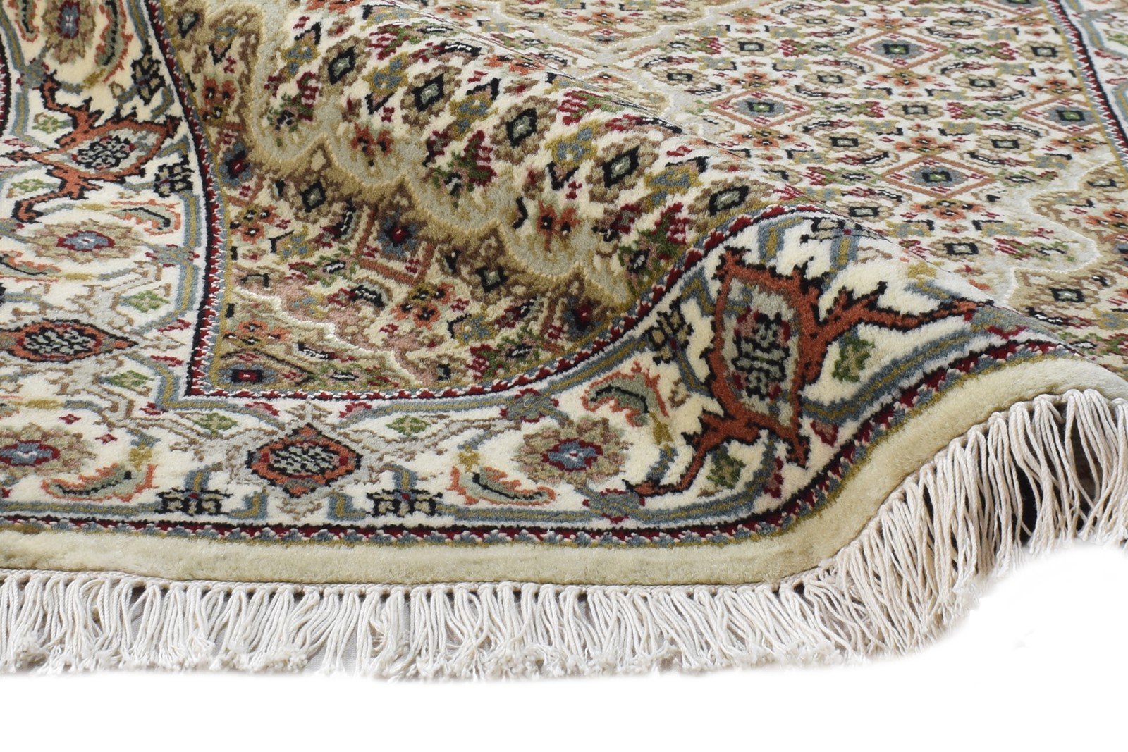 Wool Cream Rug 2'6 X 5' Persian Hand Knotted Tabriz Medallion Small Carpet Area Rug