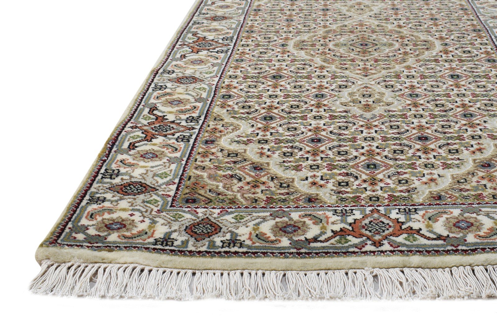 Wool Cream Rug 2'6 X 5' Persian Hand Knotted Tabriz Medallion Small Carpet Area Rug