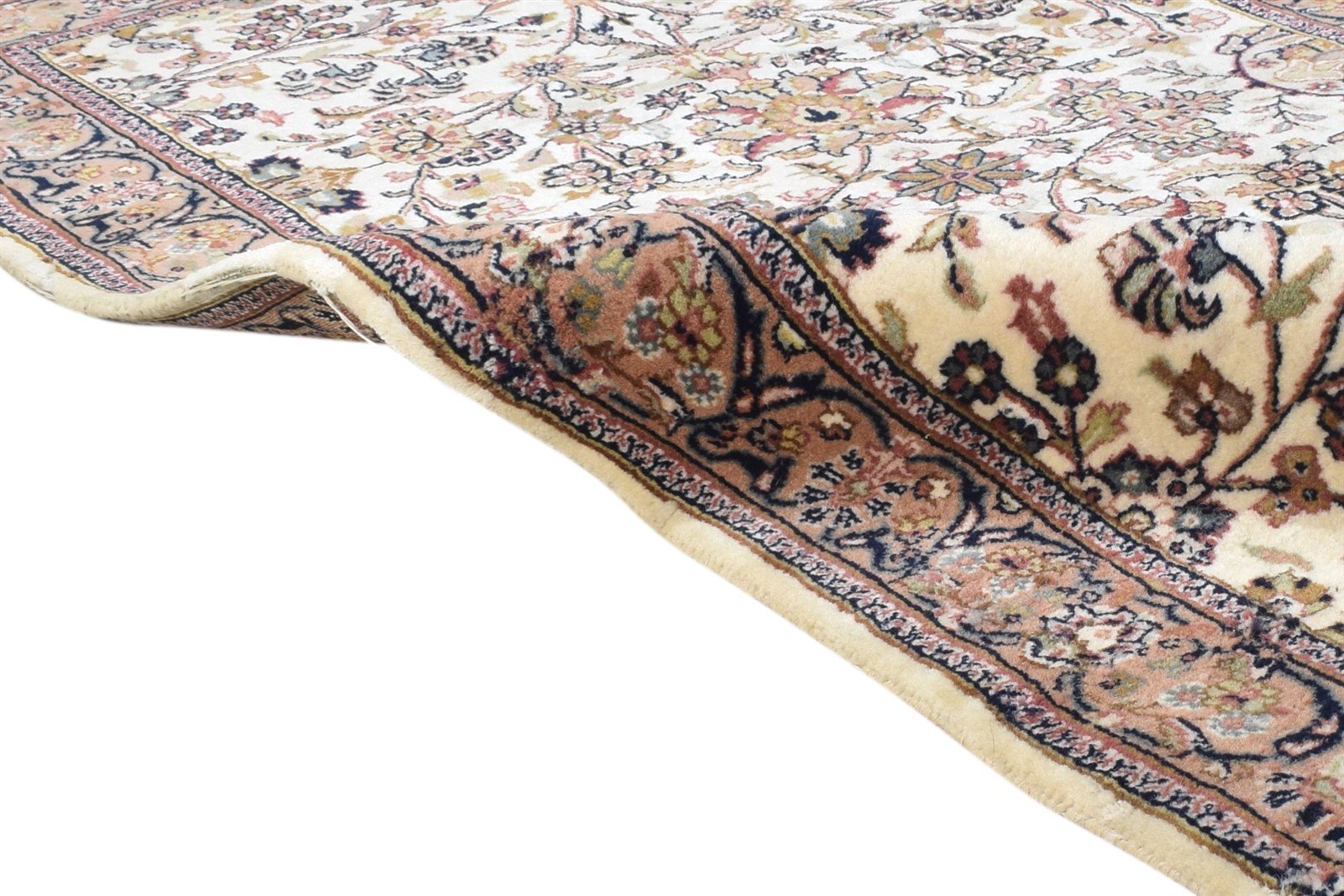 3' X 6' Rug Wool Cream Persian Hand Knotted Kashan Oriental Small Carpet Area Rug