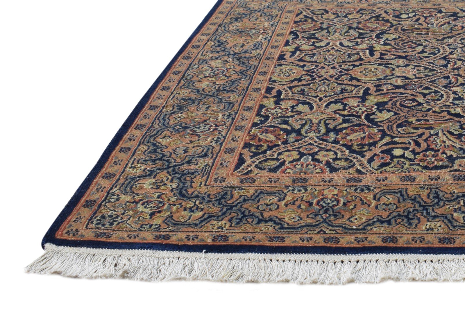3' X 3' Rug Wool Navy Blue Persian Hand Knotted Tabriz Oriental Room Size Carpet Area Rug