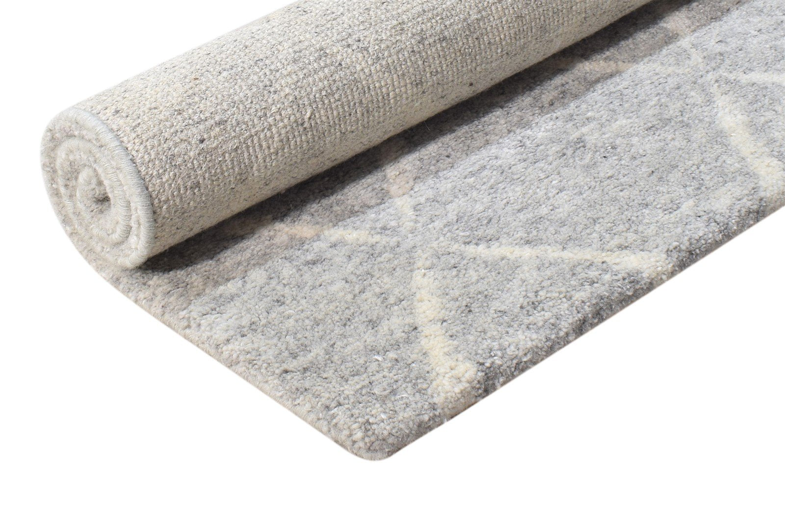 2' X 3' Rug Wool Silk Grey Shag Hand Knotted Moroccan Diamond Small Carpet Area Rug