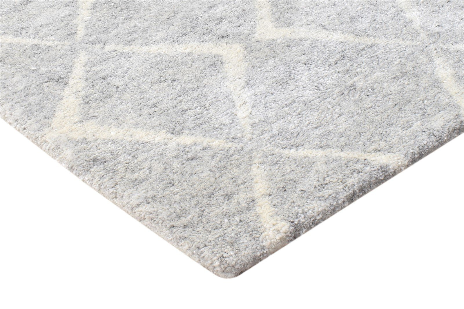 2' X 3' Rug Wool Silk Grey Shag Hand Knotted Moroccan Diamond Small Carpet Area Rug