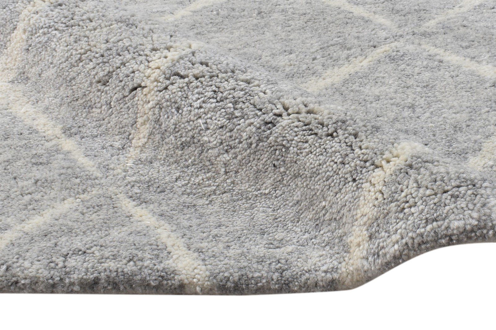 2' X 3' Rug Wool Silk Grey Shag Hand Knotted Moroccan Diamond Small Carpet Area Rug
