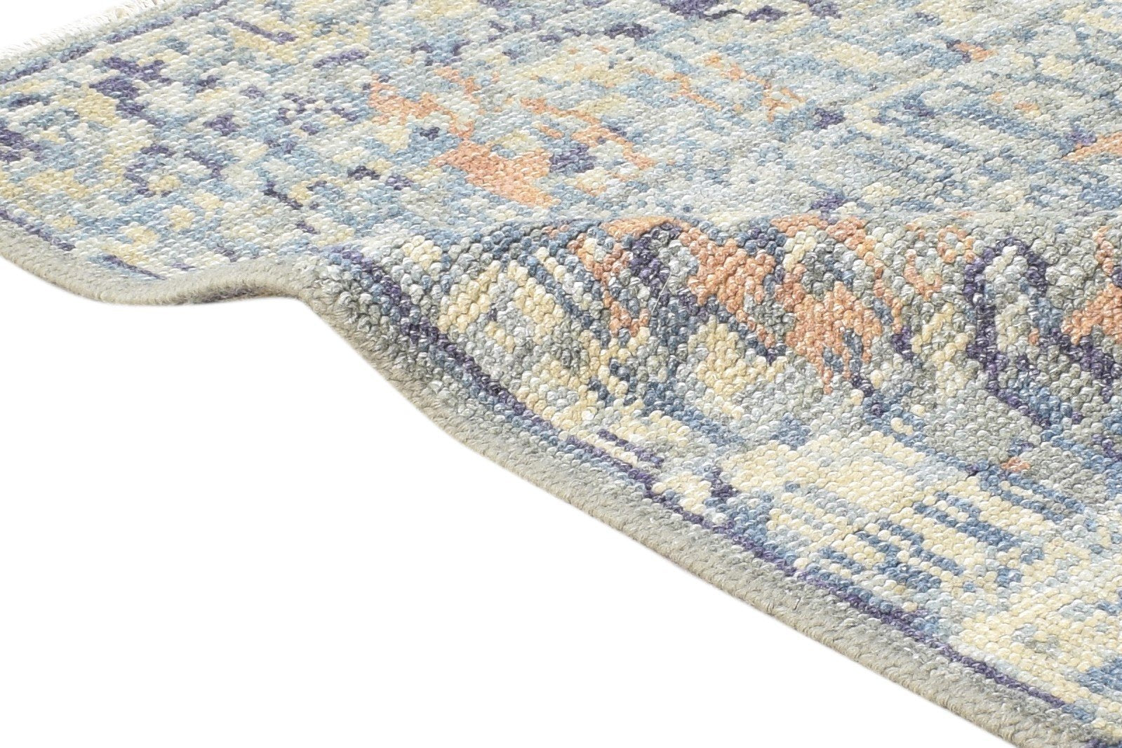 Grey Wool Silk Rug 2X3 Modern Hand Knotted Heriz-Indian Abstract Small Carpet Area Rug