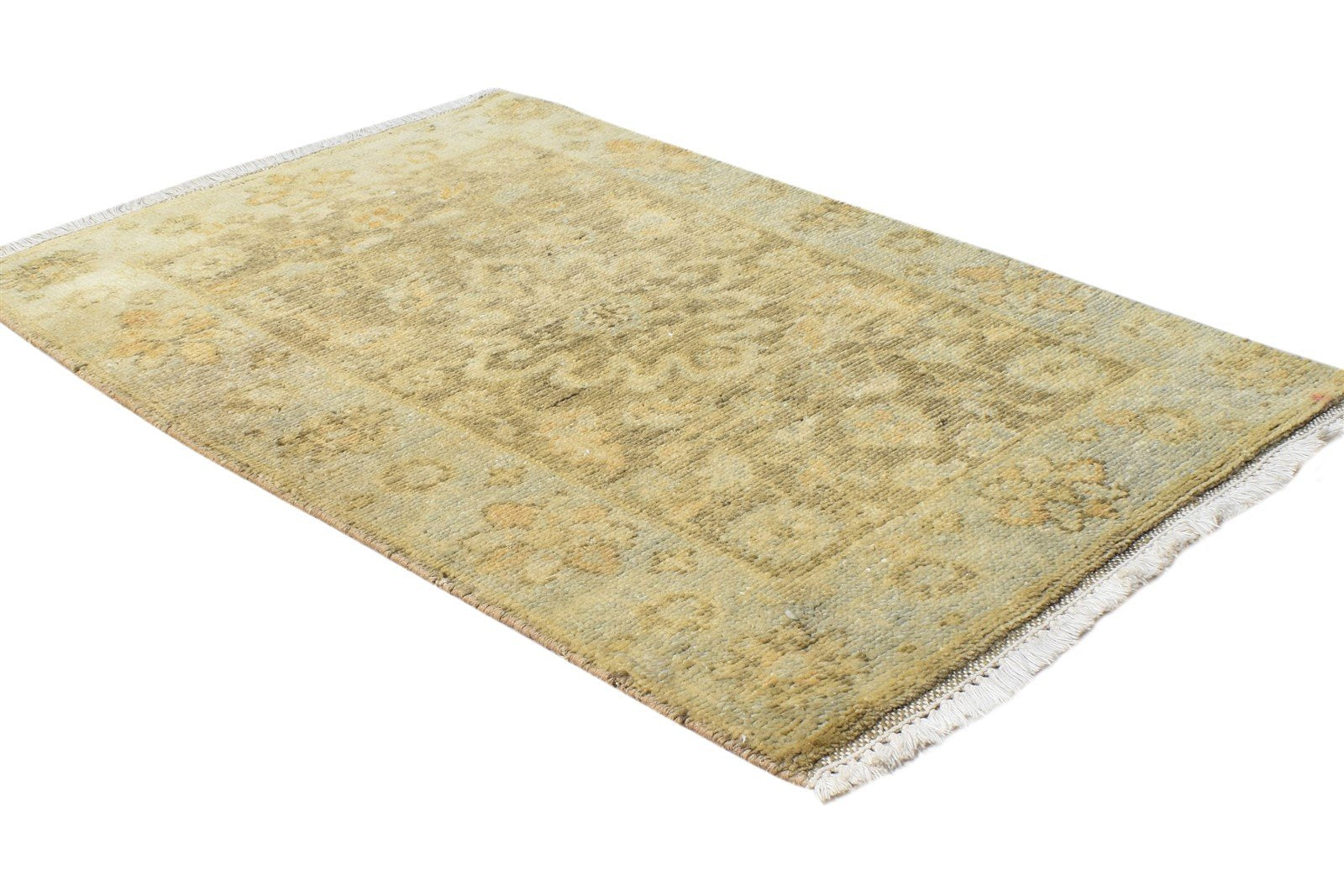 2' X 3' Rug Wool Brown Persian Hand Knotted Oushak Oriental Small Carpet Area Rug