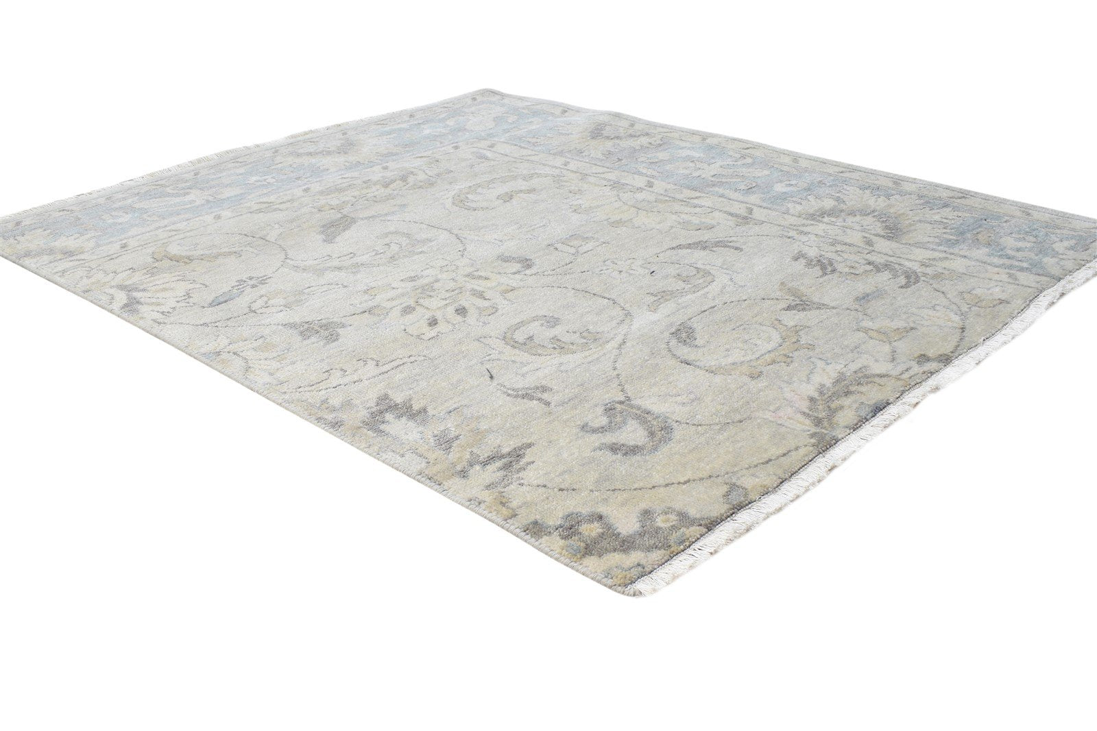 Wool Beige Rug 4' X 5' Persian Hand Knotted Oushak Oriental Room Size Carpet Area Rug