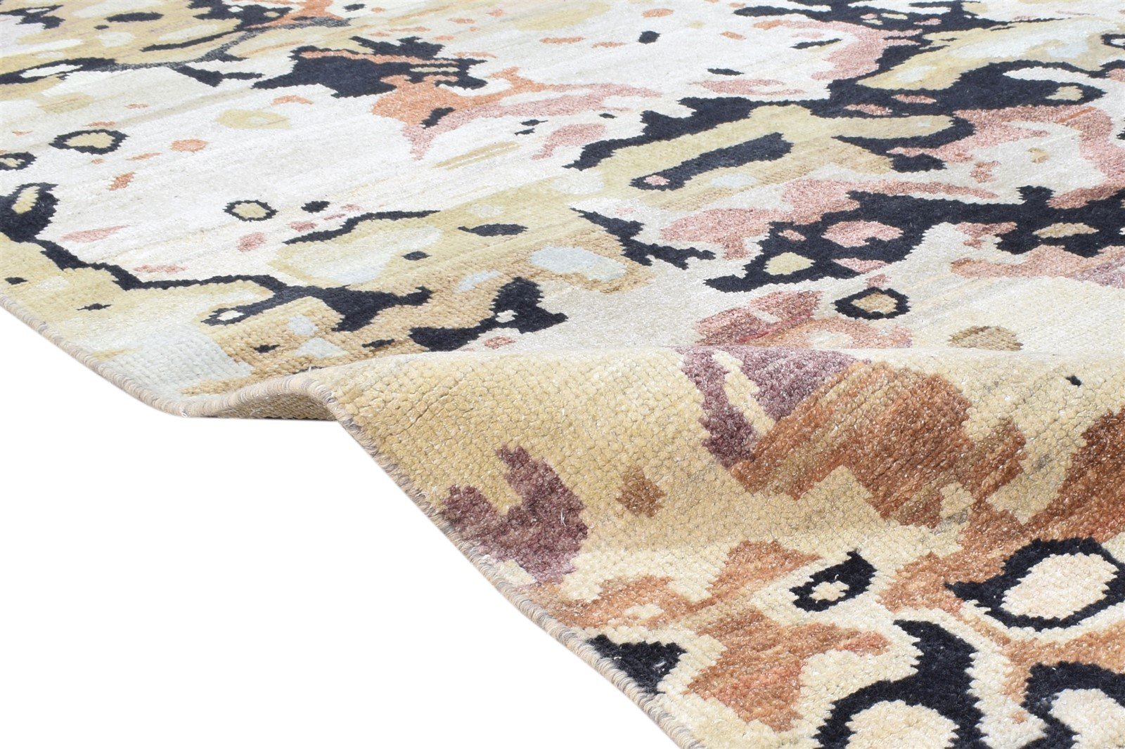 Hand Knotted Beige Wool Rug 5' X 8' Modern American Abstract Room Size Carpet Area Rug