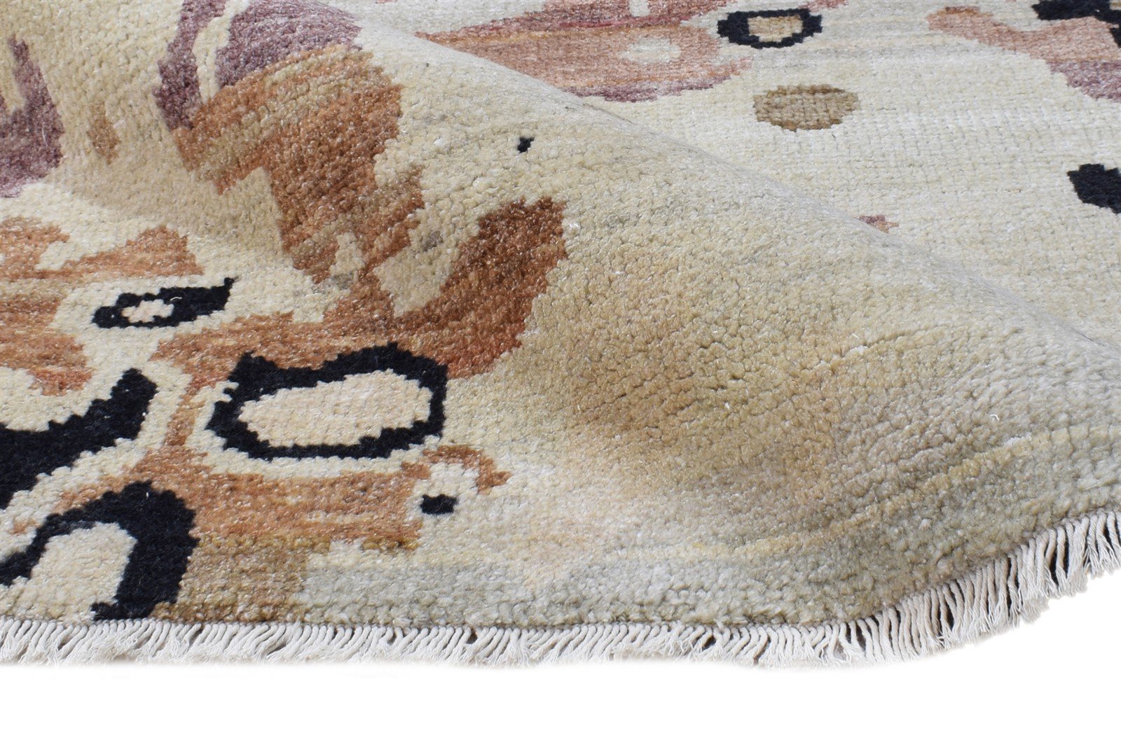 Hand Knotted Beige Wool Rug 5' X 8' Modern American Abstract Room Size Carpet Area Rug