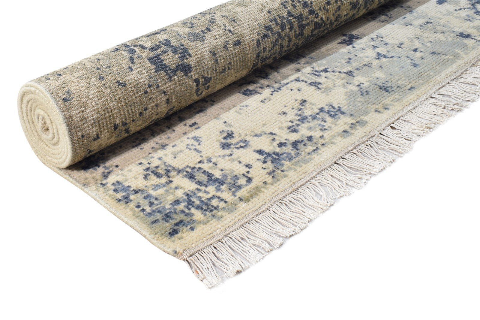 Wool Beige Rug 6X9 Modern Hand Knotted Heriz-Indian Medallion Room Size Carpet Area Rug