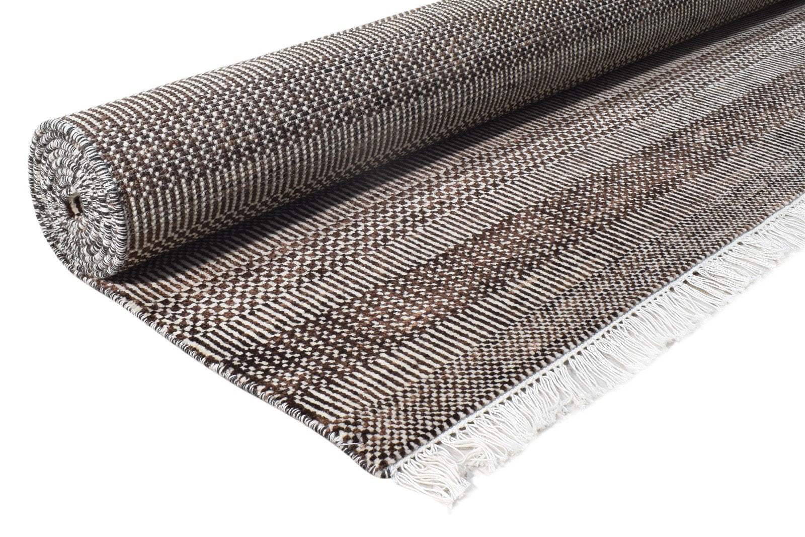 Hand Knotted Brown Wool Rug 8' X 10' Modern Agra Grass Trellis Large Carpet Area Rug