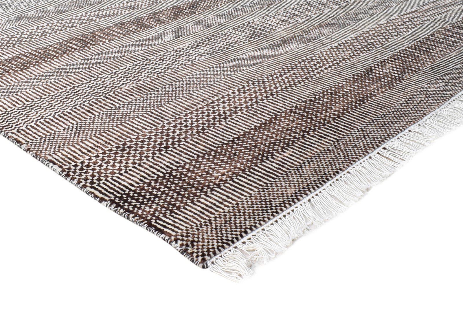Hand Knotted Brown Wool Rug 8' X 10' Modern Agra Grass Trellis Large Carpet Area Rug