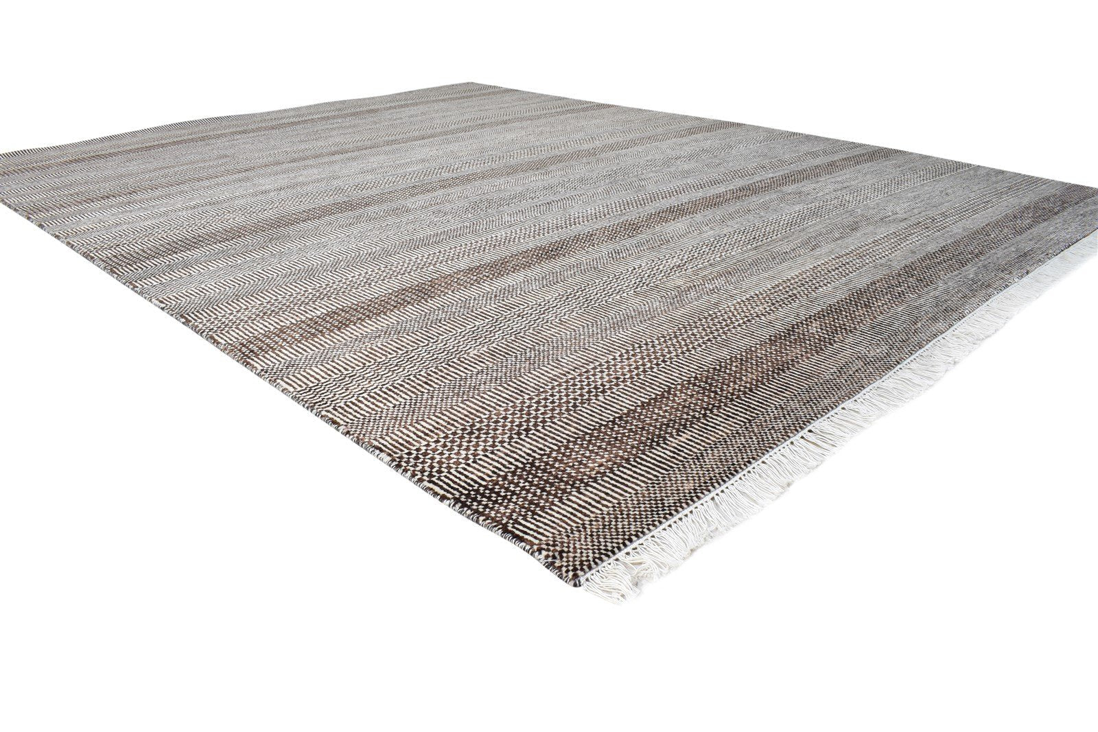 Hand Knotted Brown Wool Rug 8' X 10' Modern Agra Grass Trellis Large Carpet Area Rug