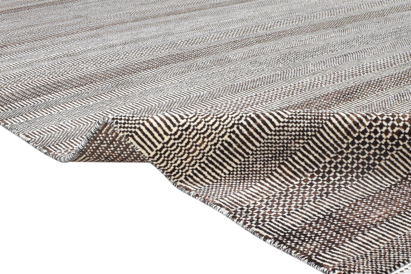 Hand Knotted Brown Wool Rug 8' X 10' Modern Agra Grass Trellis Large Carpet Area Rug