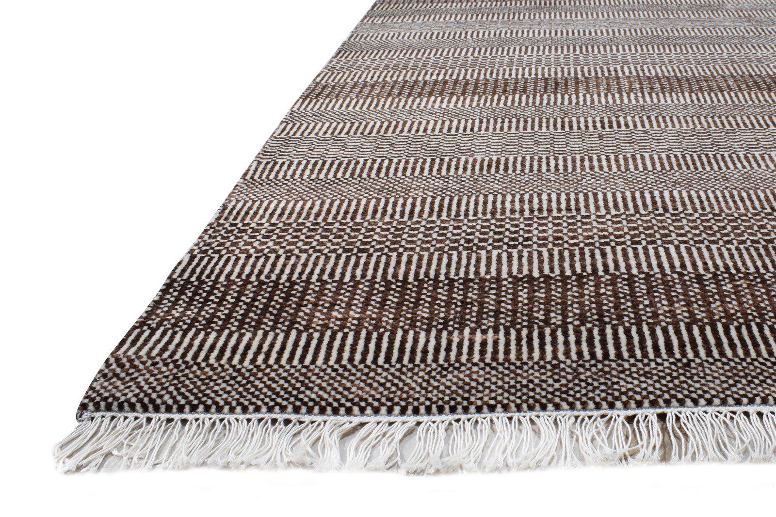 Hand Knotted Brown Wool Rug 8' X 10' Modern Agra Grass Trellis Large Carpet Area Rug