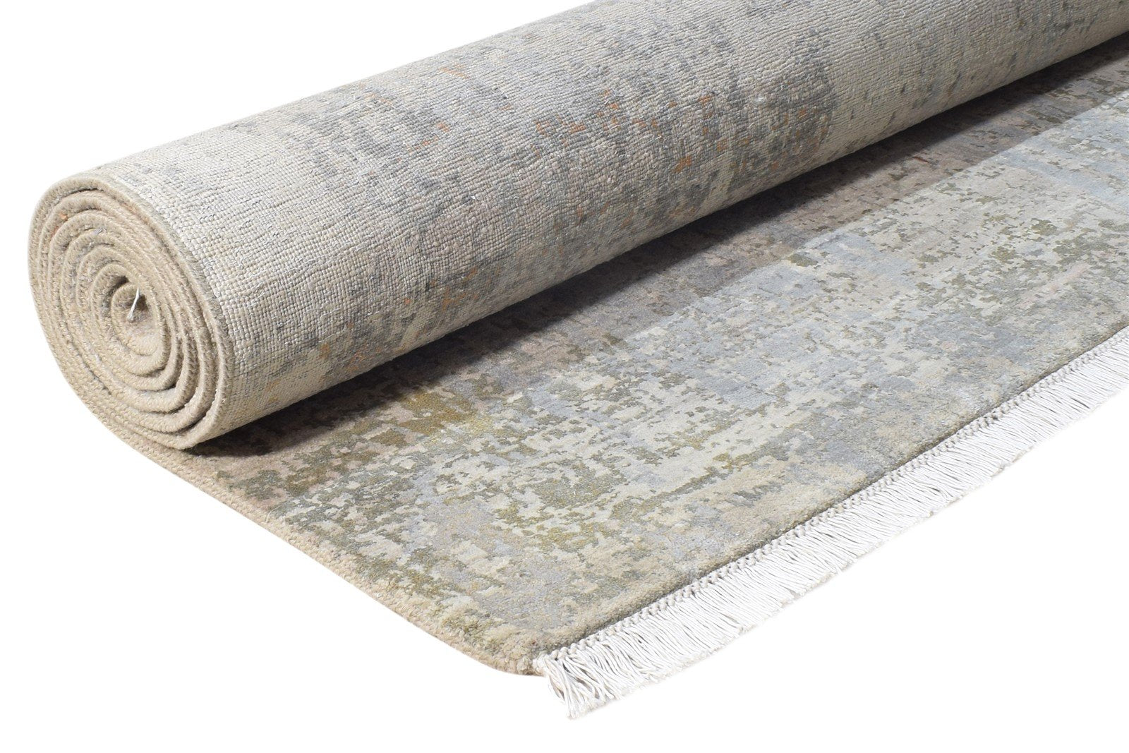 8X10 Rug Wool / Silk Beige Modern Hand Knotted American Abstract Large Carpet Area Rug