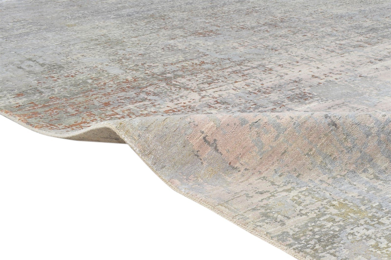 8X10 Rug Wool / Silk Beige Modern Hand Knotted American Abstract Large Carpet Area Rug