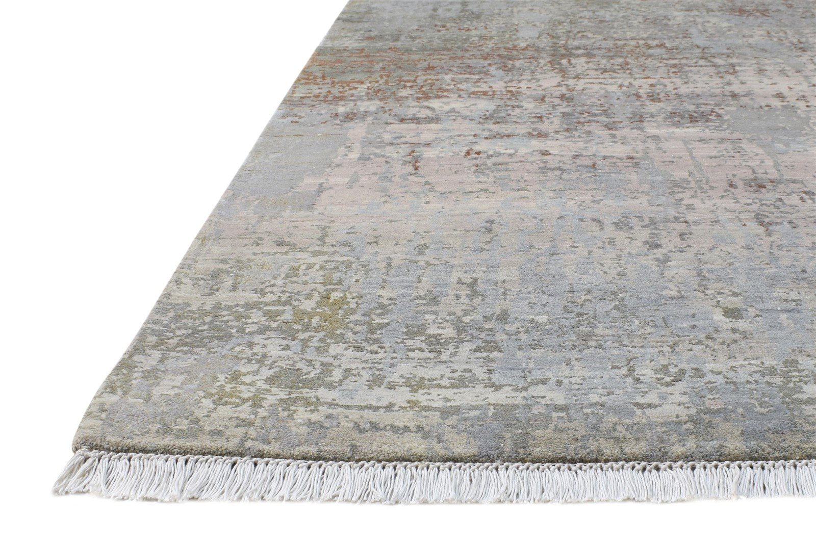 8X10 Rug Wool / Silk Beige Modern Hand Knotted American Abstract Large Carpet Area Rug