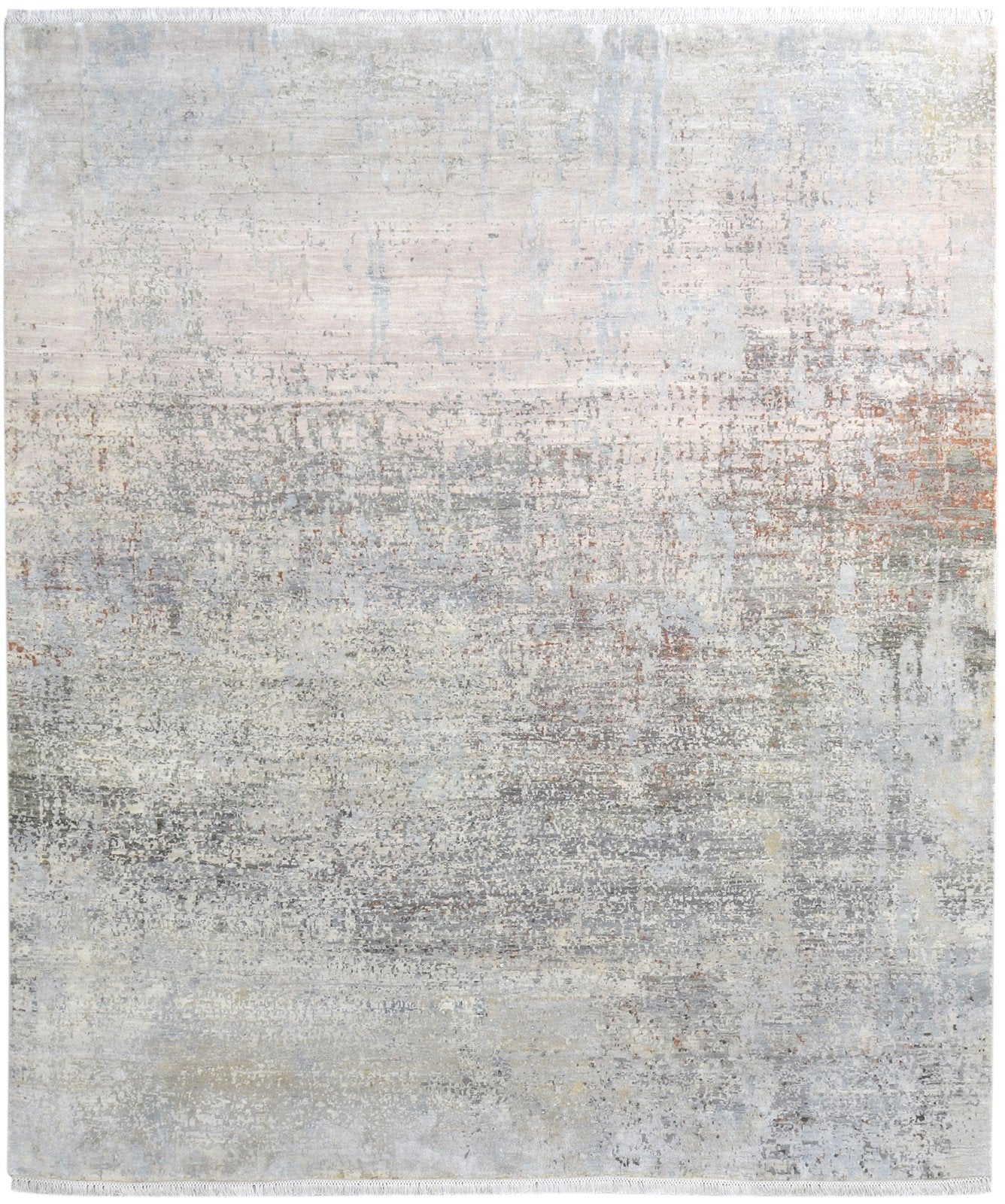 8X10 Rug Wool / Silk Beige Modern Hand Knotted American Abstract Large Carpet Area Rug