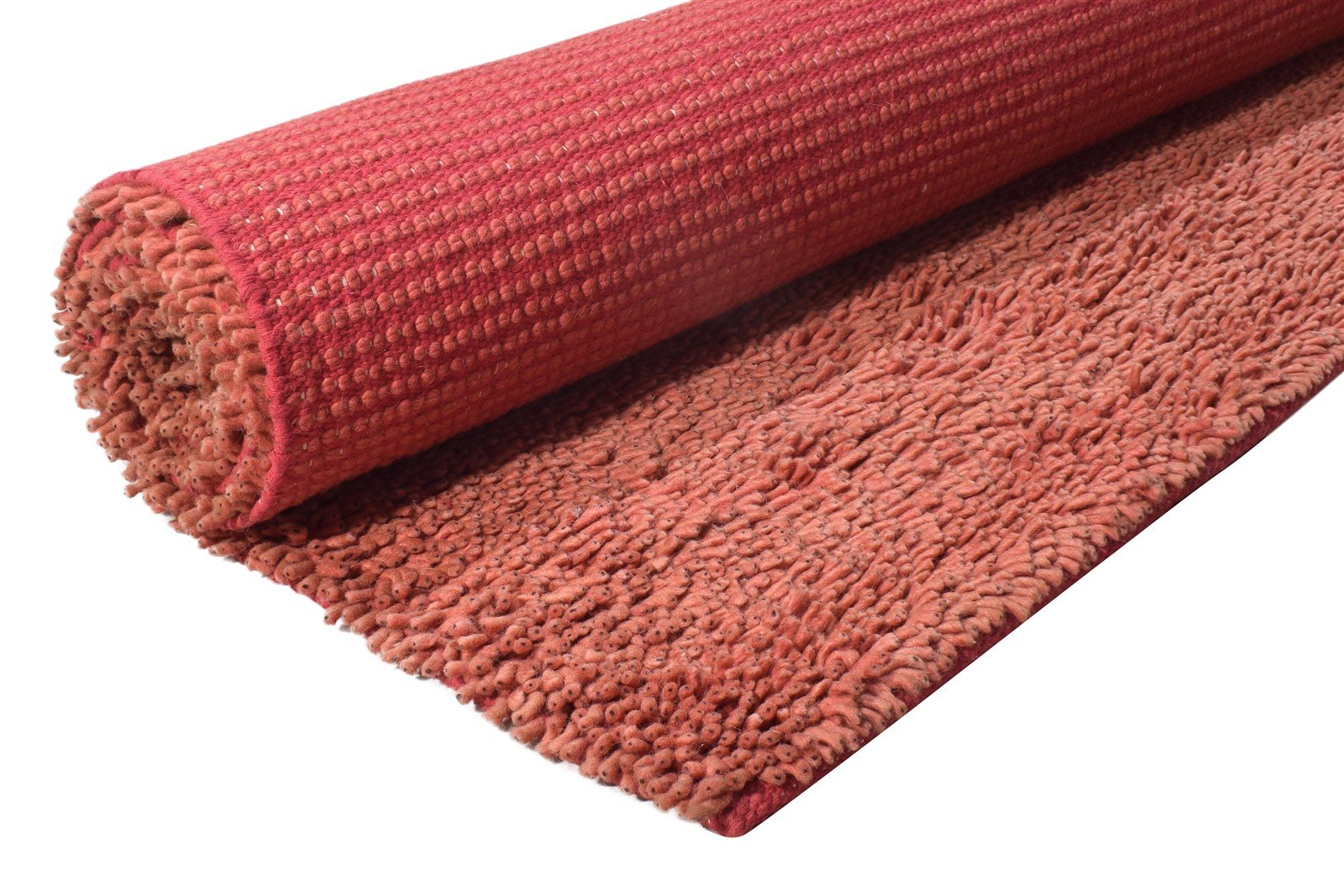 Wool Red Rug 5' X 8' Shag Hand Knotted Scandinavian Solid Room Size Carpet Area Rug