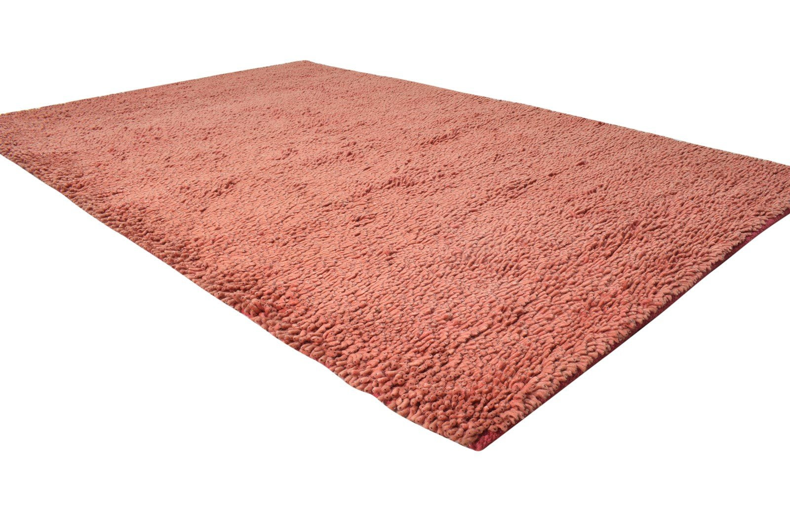 Wool Red Rug 5' X 8' Shag Hand Knotted Scandinavian Solid Room Size Carpet Area Rug