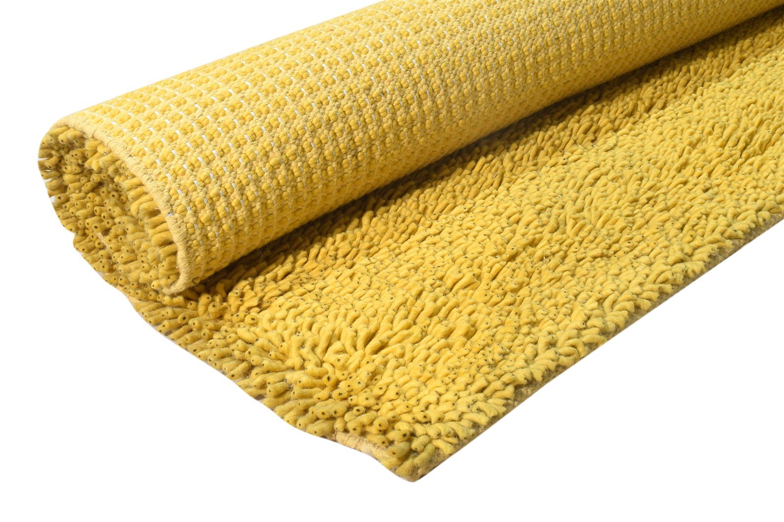 4' X 6' Rug Wool Gold Shag Hand Knotted Scandinavian Solid Room Size Carpet Area Rug