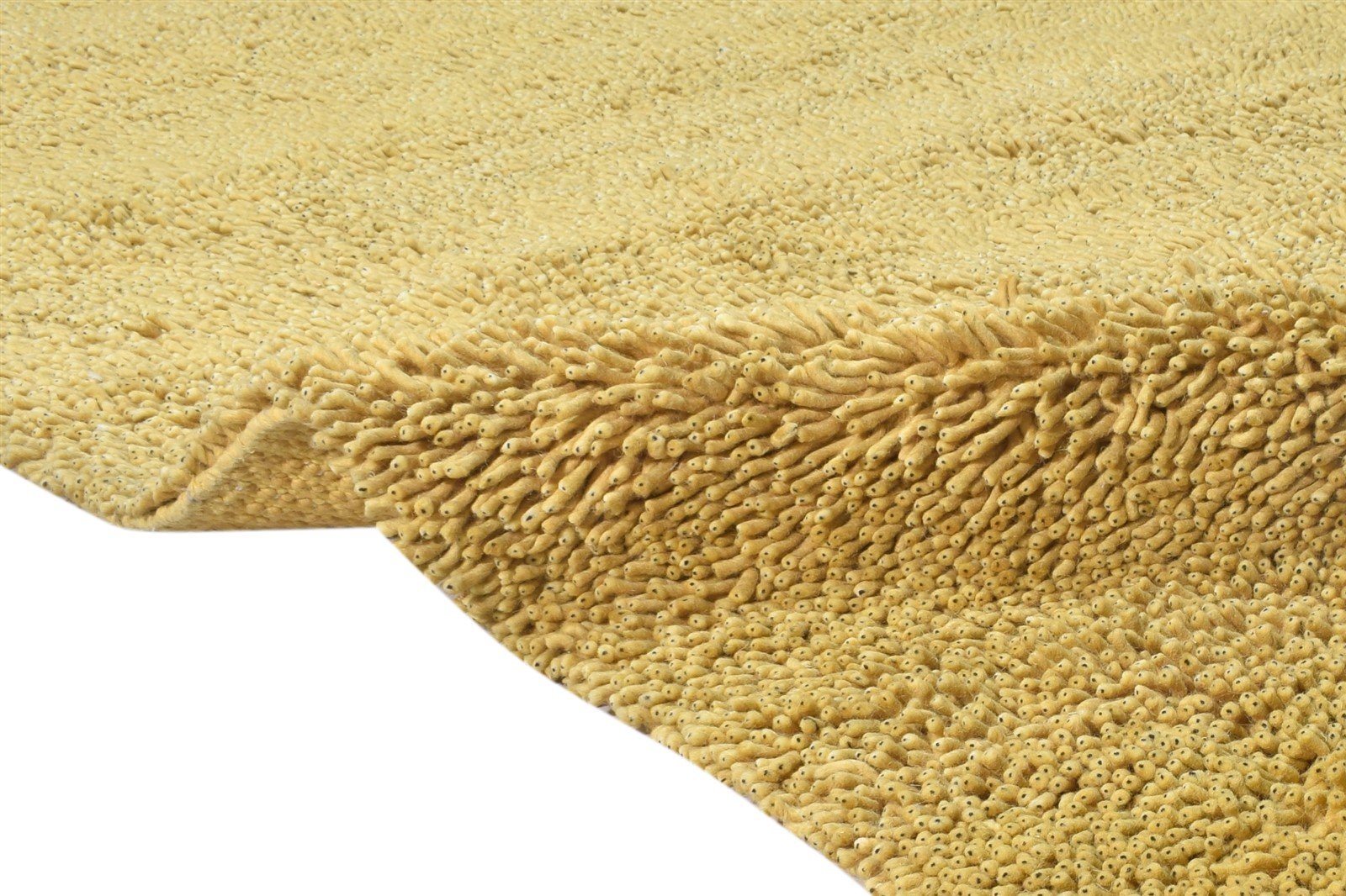 Wool Gold Rug 5' X 8' Shag Hand Knotted Scandinavian Solid Room Size Carpet Area Rug
