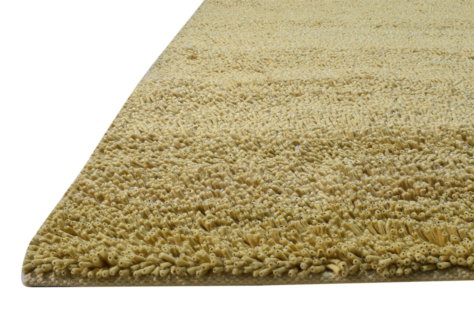 Wool Gold Rug 5' X 8' Shag Hand Knotted Scandinavian Solid Room Size Carpet Area Rug