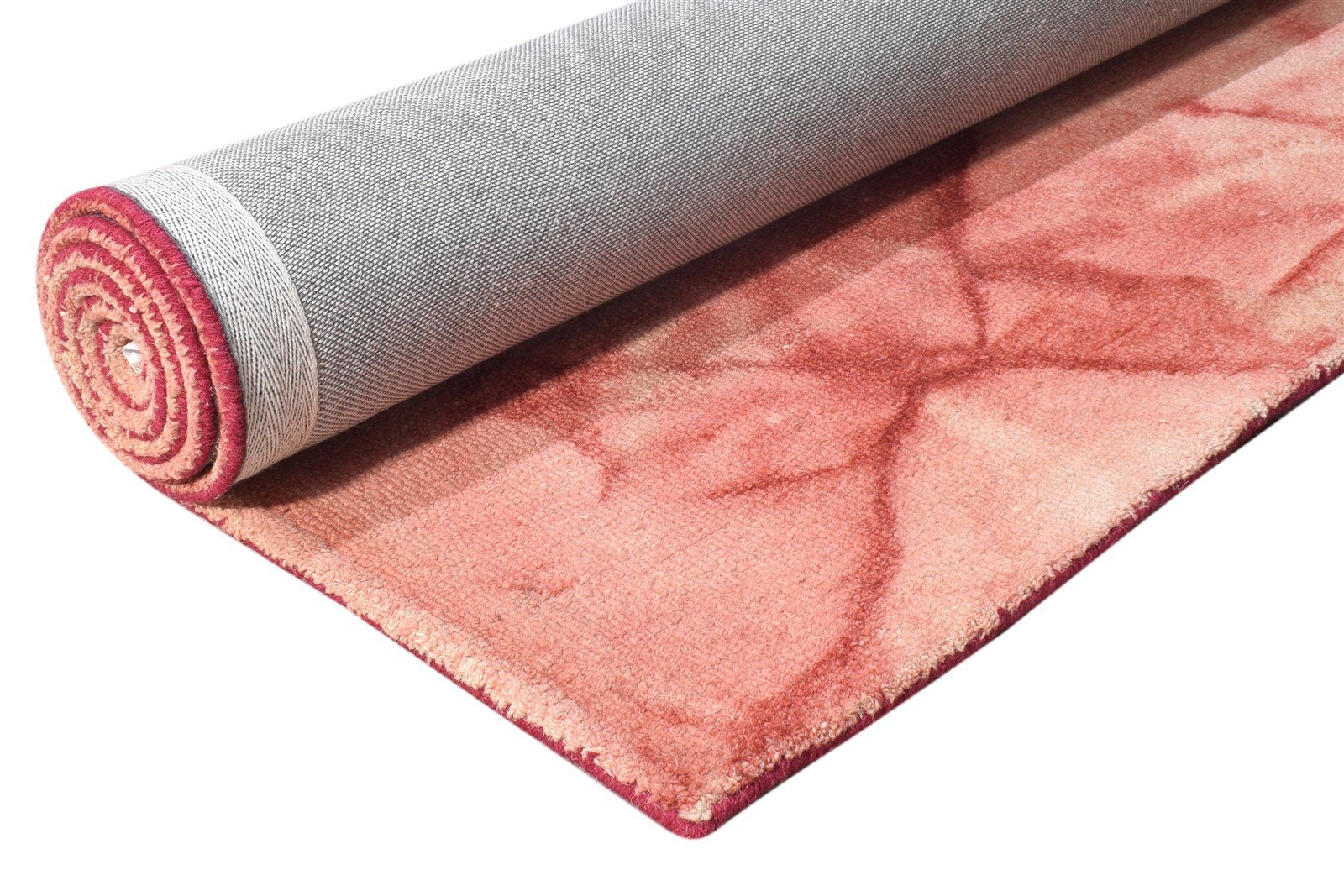 Red Wool Rug 5' X 8' Modern Hand Tufted Shibori Tie Dye Room Size Carpet Area Rug