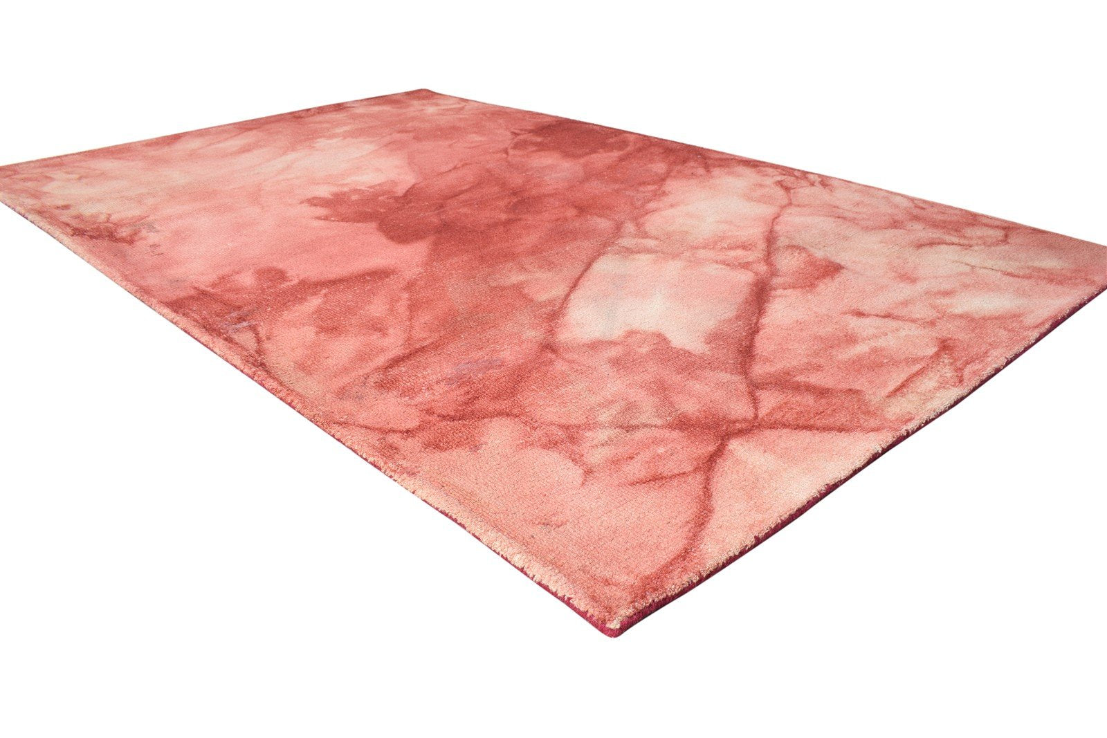 Red Wool Rug 5' X 8' Modern Hand Tufted Shibori Tie Dye Room Size Carpet Area Rug