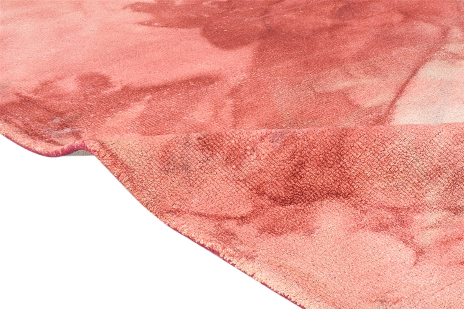 Red Wool Rug 5' X 8' Modern Hand Tufted Shibori Tie Dye Room Size Carpet Area Rug