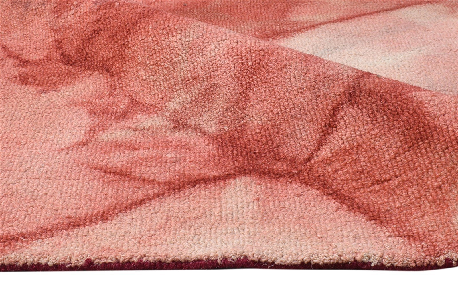 Red Wool Rug 5' X 8' Modern Hand Tufted Shibori Tie Dye Room Size Carpet Area Rug