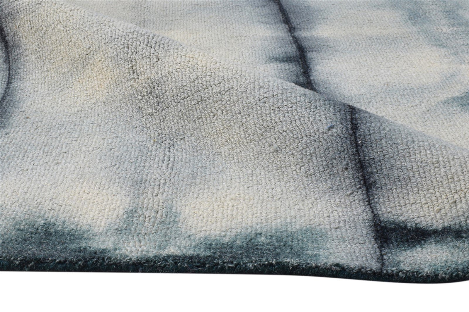 Grey Wool Rug 5' X 8' Modern Hand Tufted Shibori Tie Dye Room Size Carpet Area Rug