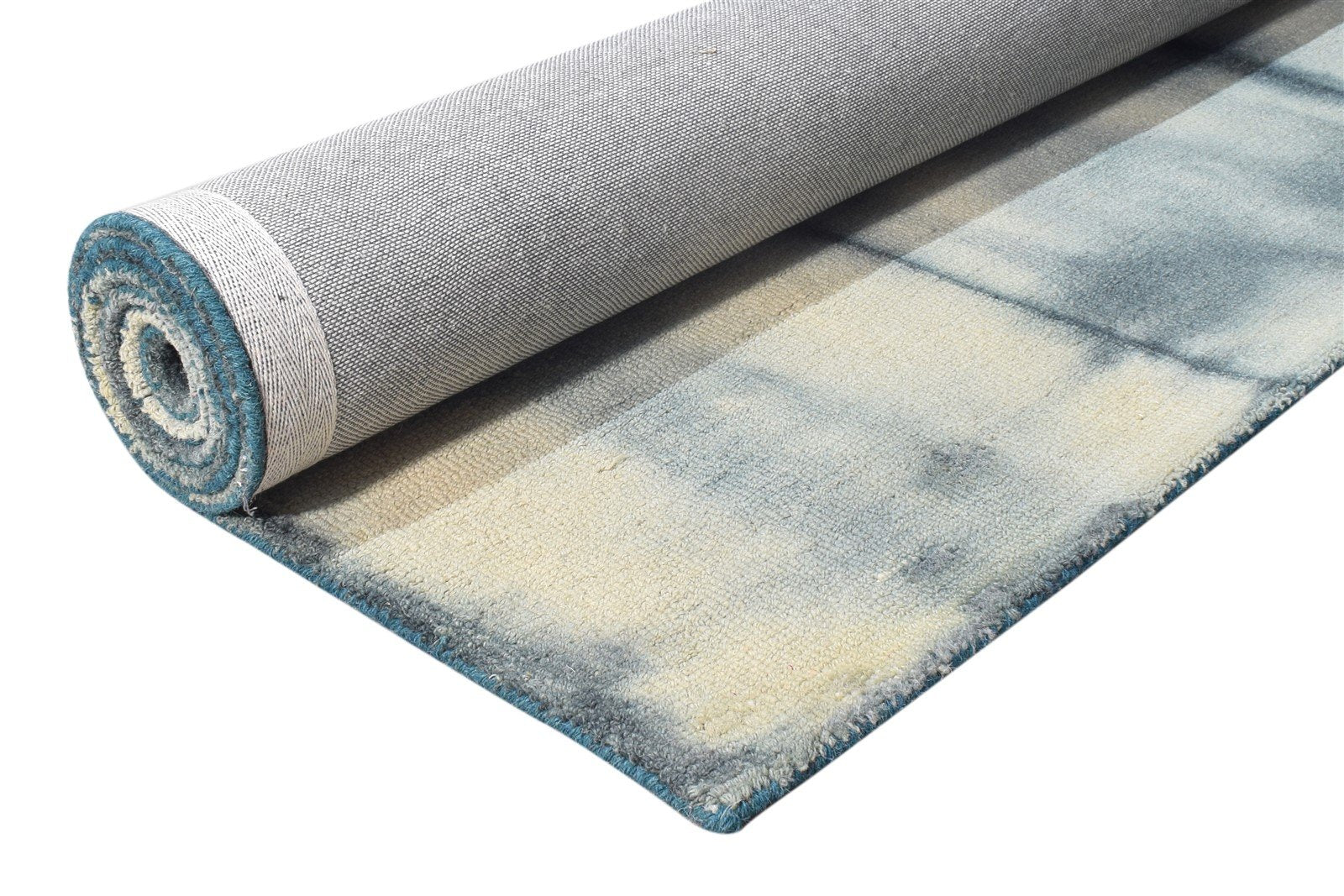 5' X 8' Rug Wool Grey Modern Hand Tufted Shibori Tie Dye Room Size Carpet Area Rug