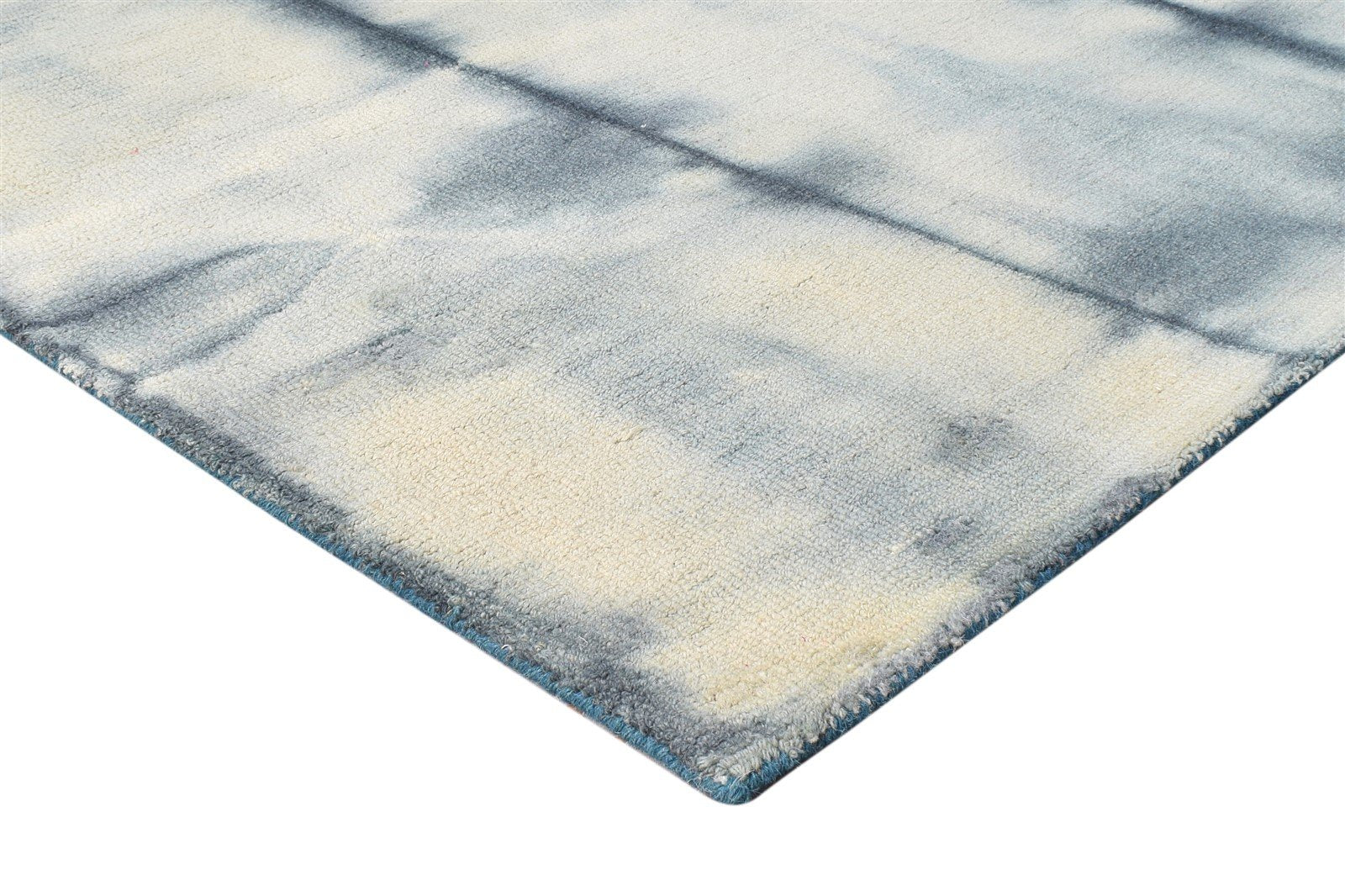 5' X 8' Rug Wool Grey Modern Hand Tufted Shibori Tie Dye Room Size Carpet Area Rug