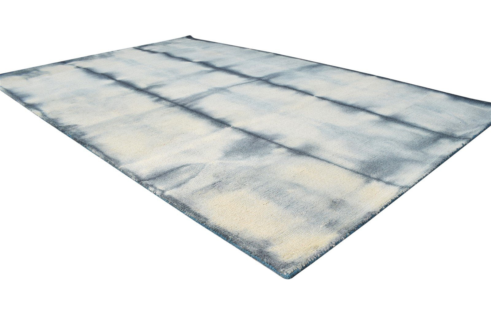 5' X 8' Rug Wool Grey Modern Hand Tufted Shibori Tie Dye Room Size Carpet Area Rug