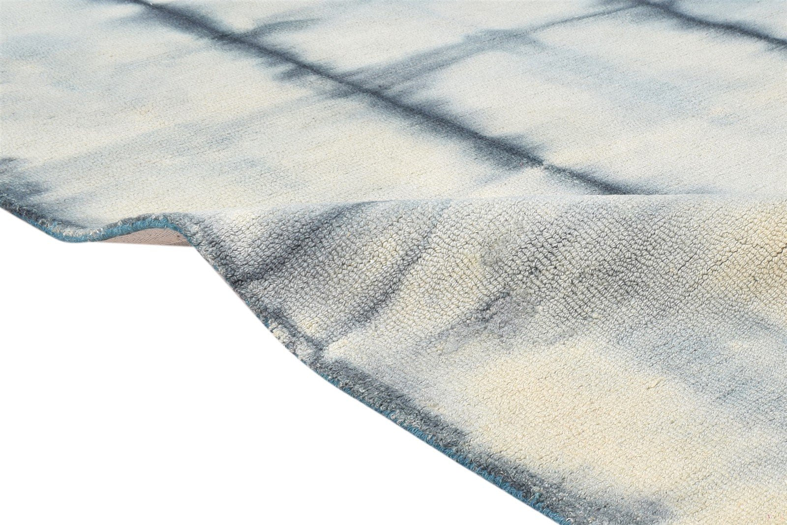 5' X 8' Rug Wool Grey Modern Hand Tufted Shibori Tie Dye Room Size Carpet Area Rug