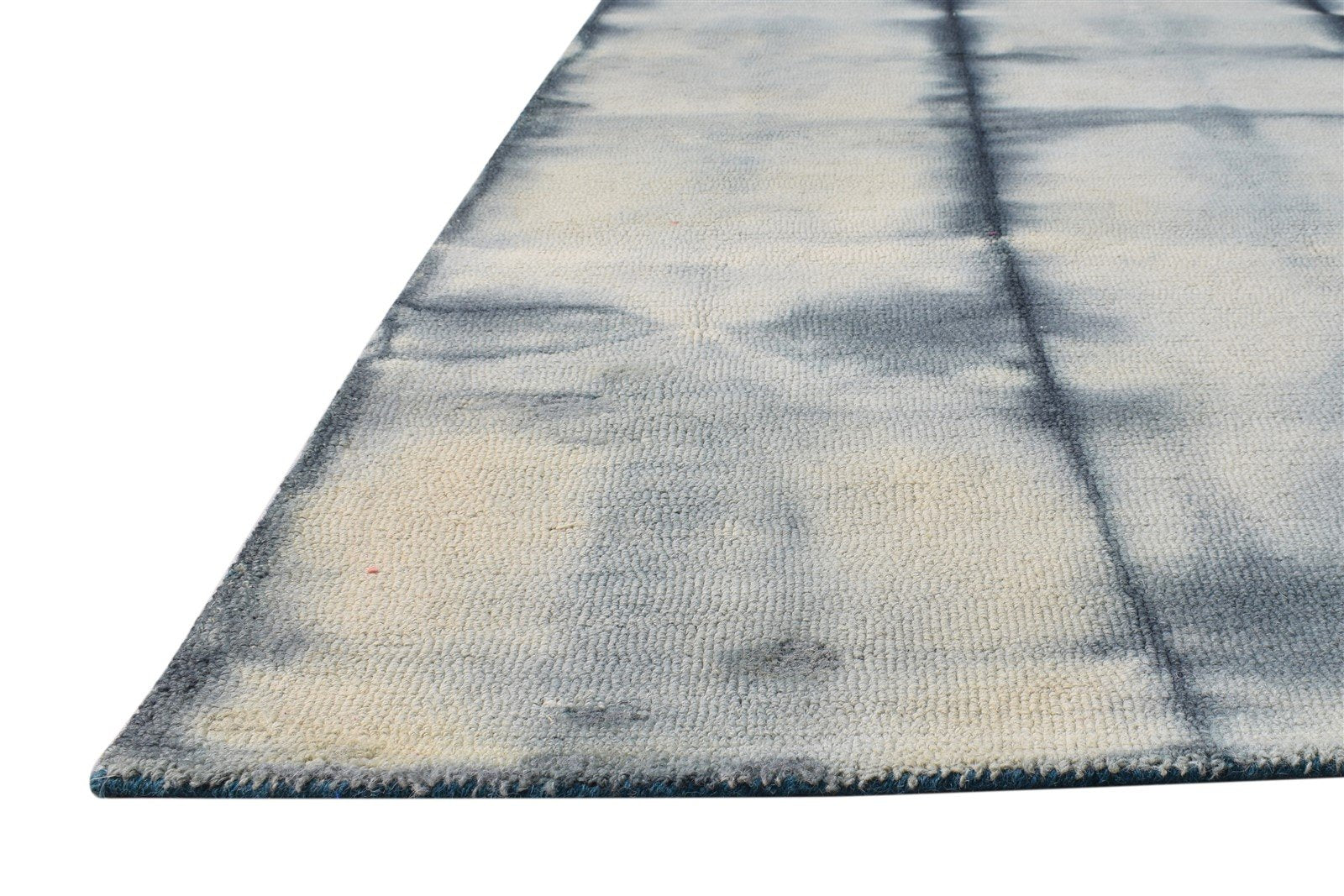 5' X 8' Rug Wool Grey Modern Hand Tufted Shibori Tie Dye Room Size Carpet Area Rug