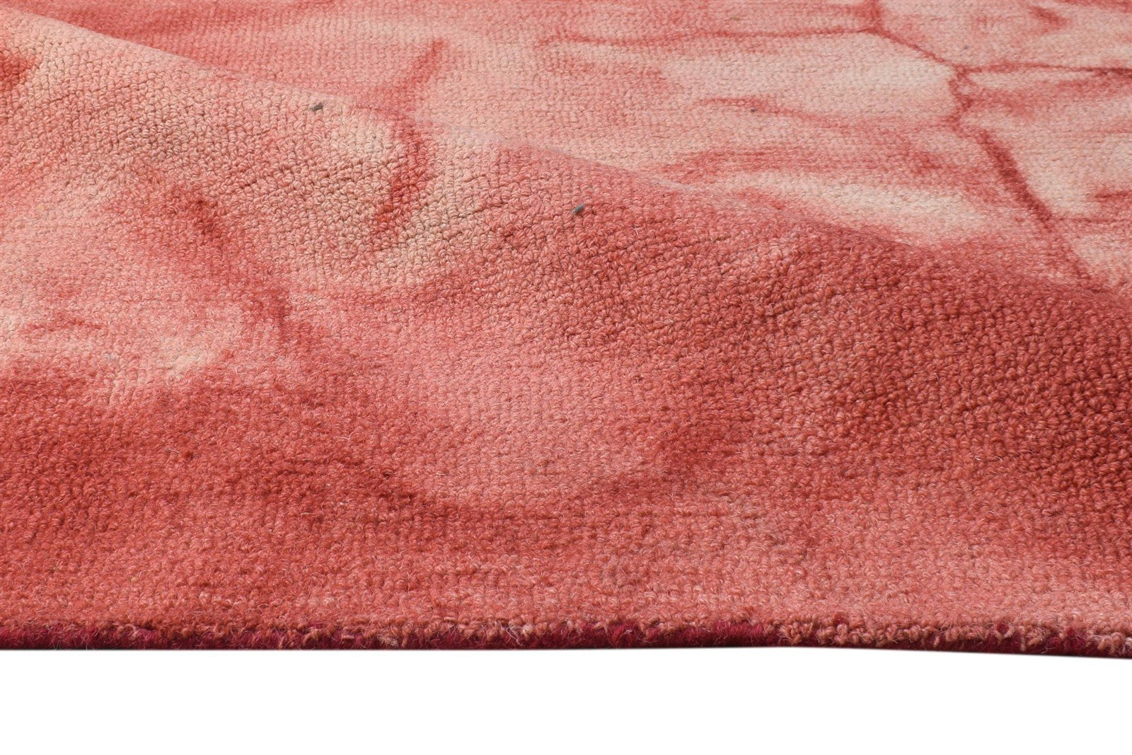 Hand Tufted Red Wool Rug 5' X 8' Modern Shibori Tie Dye Room Size Carpet Area Rug