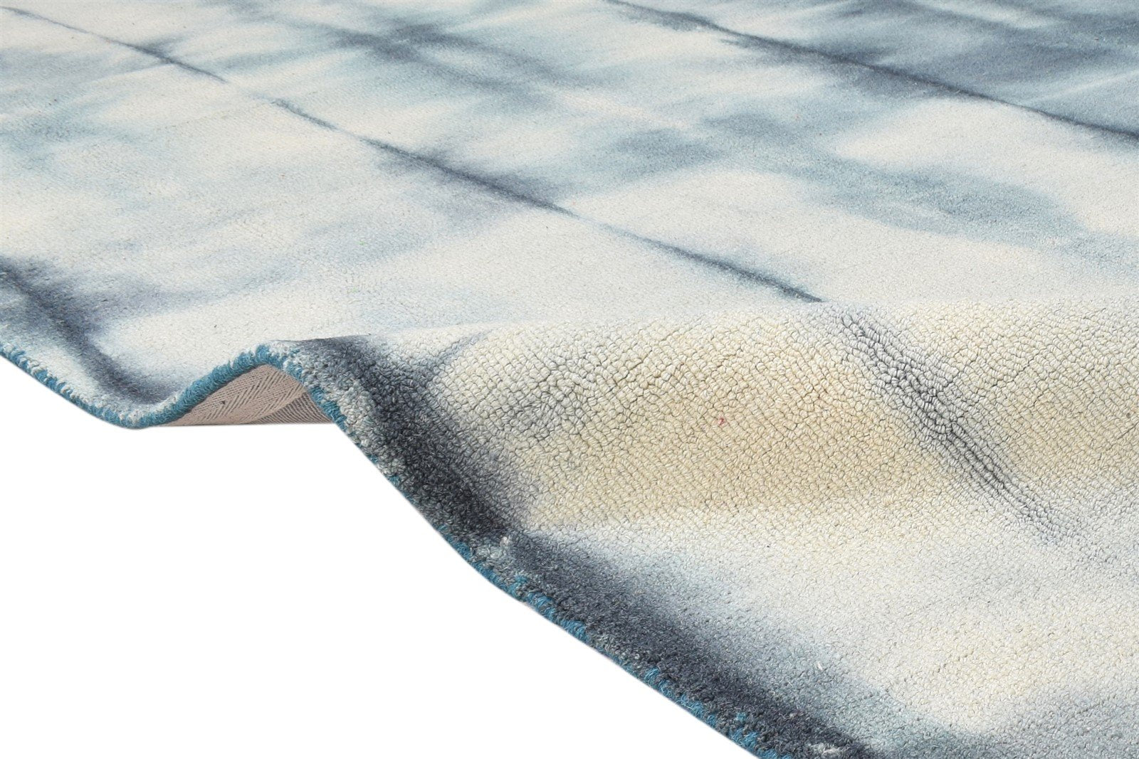 Hand Tufted Grey Wool Rug 5' X 8' Modern Shibori Tie Dye Room Size Carpet Area Rug