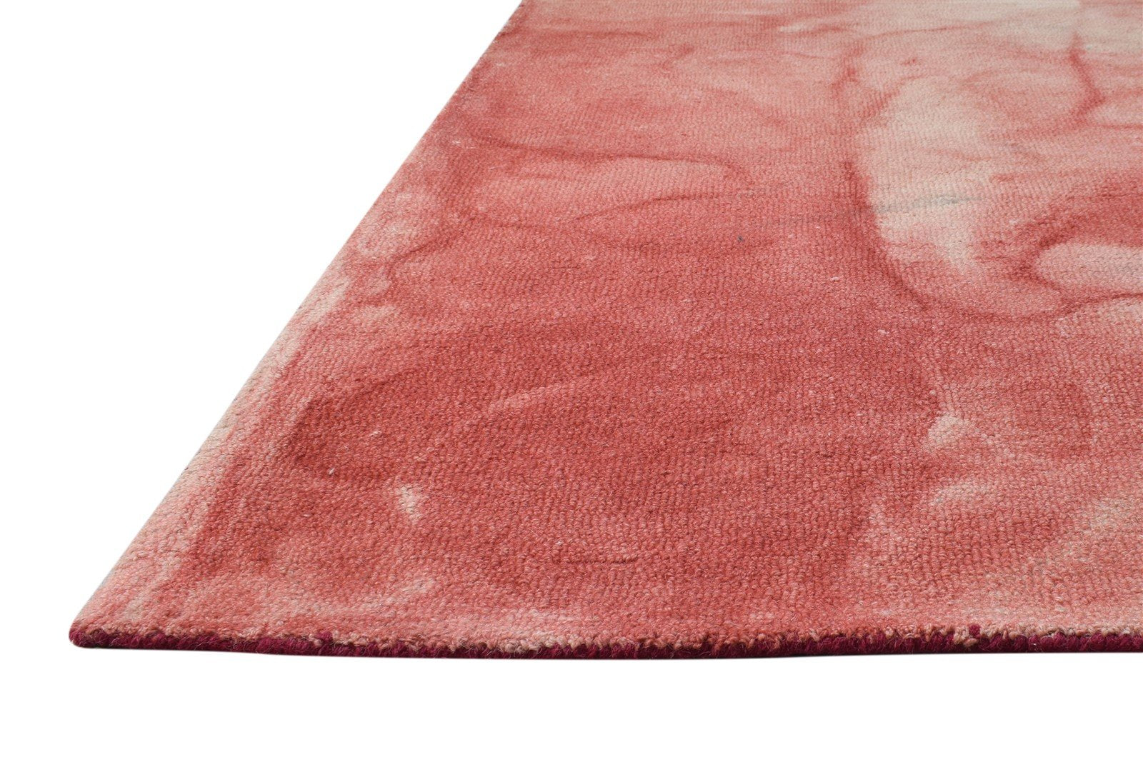 5' X 8' Rug Wool Red Modern Hand Tufted Shibori Tie Dye Room Size Carpet Area Rug