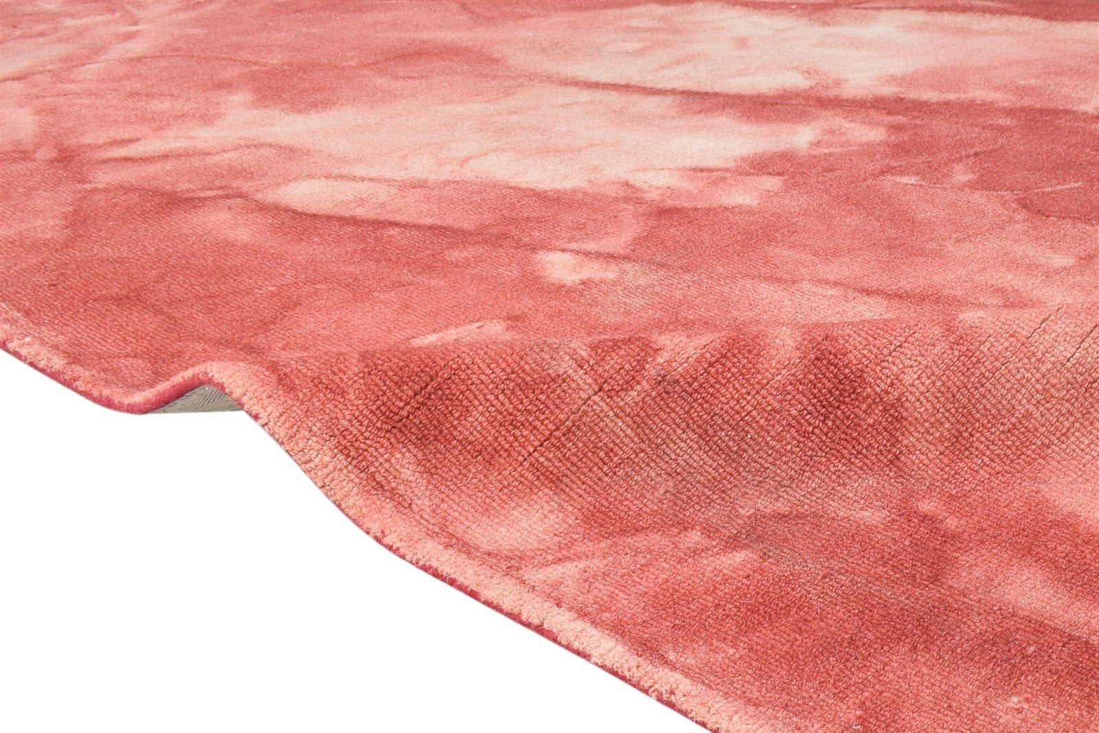 Red Wool Rug 5' X 8' Modern Hand Tufted Shibori Tie Dye Room Size Carpet Area Rug