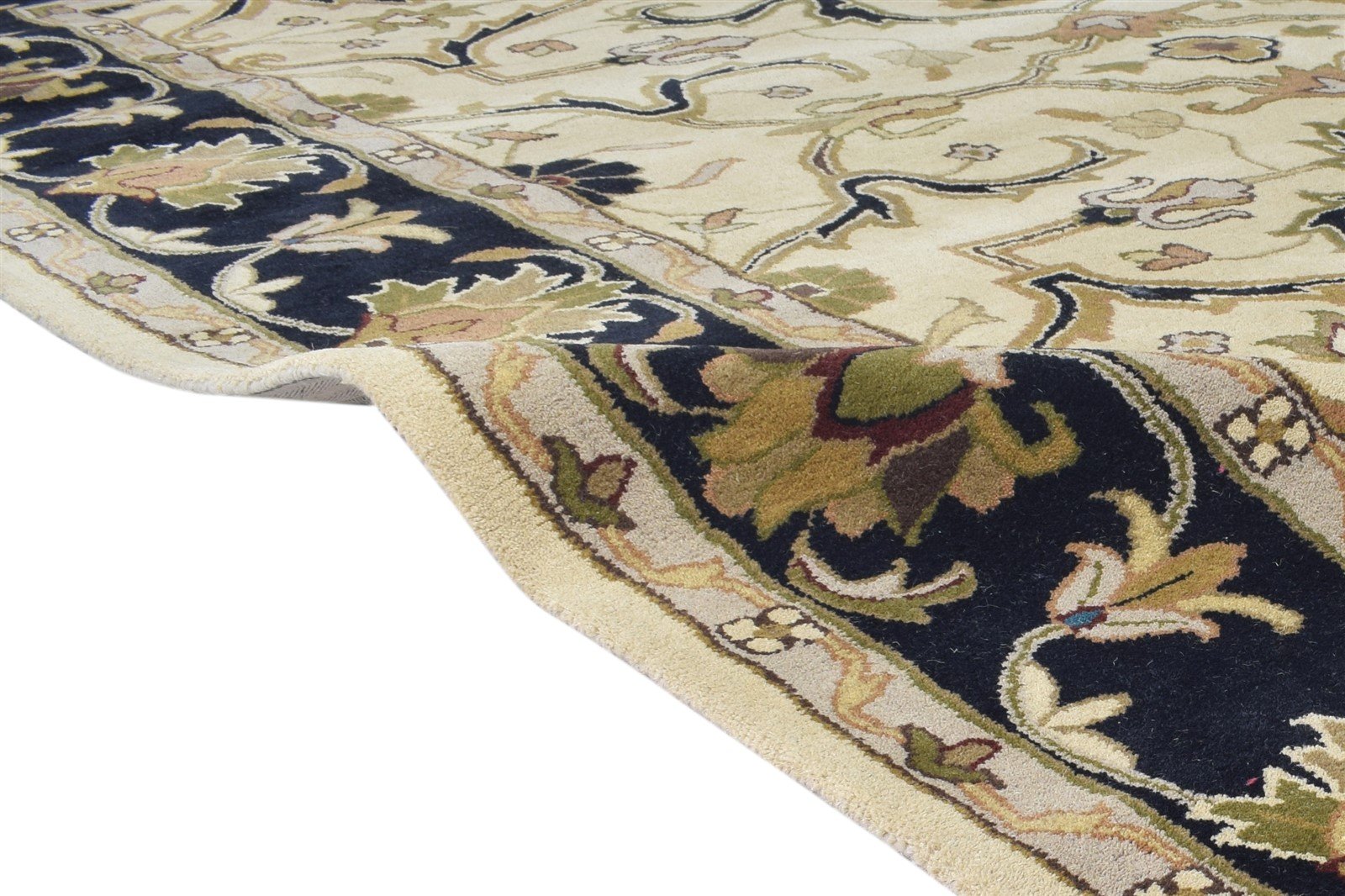 Beige Wool Rug 8' X 10' Persian Hand Tufted Mughal Oriental Large Carpet Area Rug